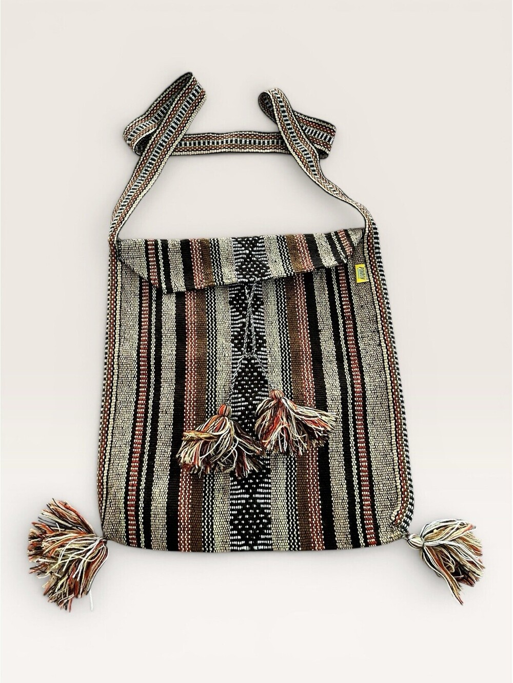PINZON Artesanias Boho Neutral Colors Crossbody Bag Purse Mexican Woven Hippie